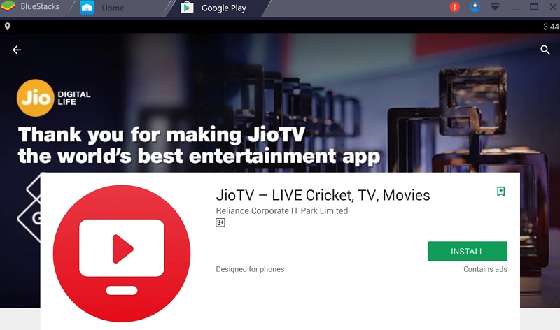 install jio tv on PC