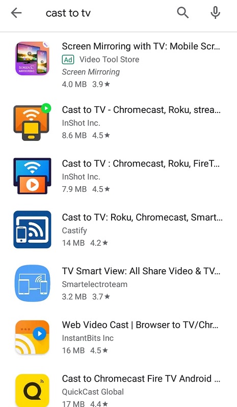 screencast android to roku