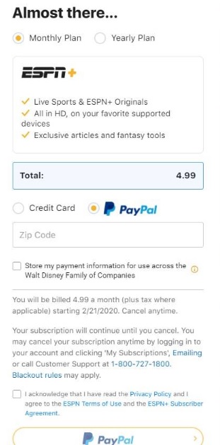 ESPN+ subscription