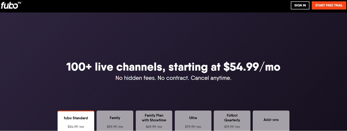 fubo tv plans pricing